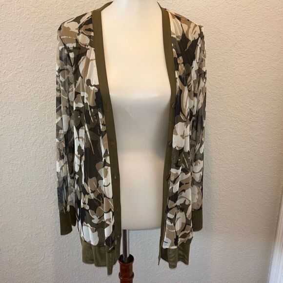 Chicos Camo Floral Cardigan Sweater & tank shell top shirt Set Sz M - Picture 8 of 11